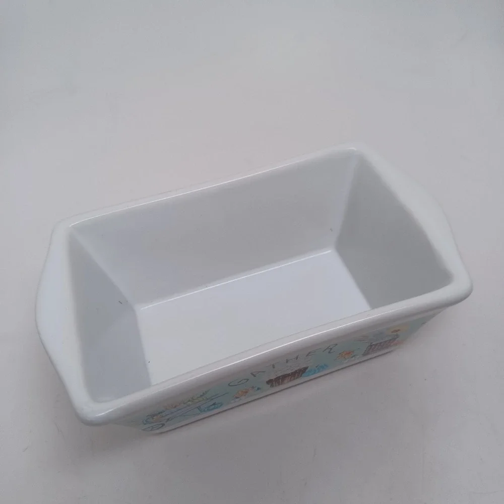 Royal Norfolk Gather Harvest Ceramic Mini Loaf Pan Teal Pumpkin Fall Stoneware